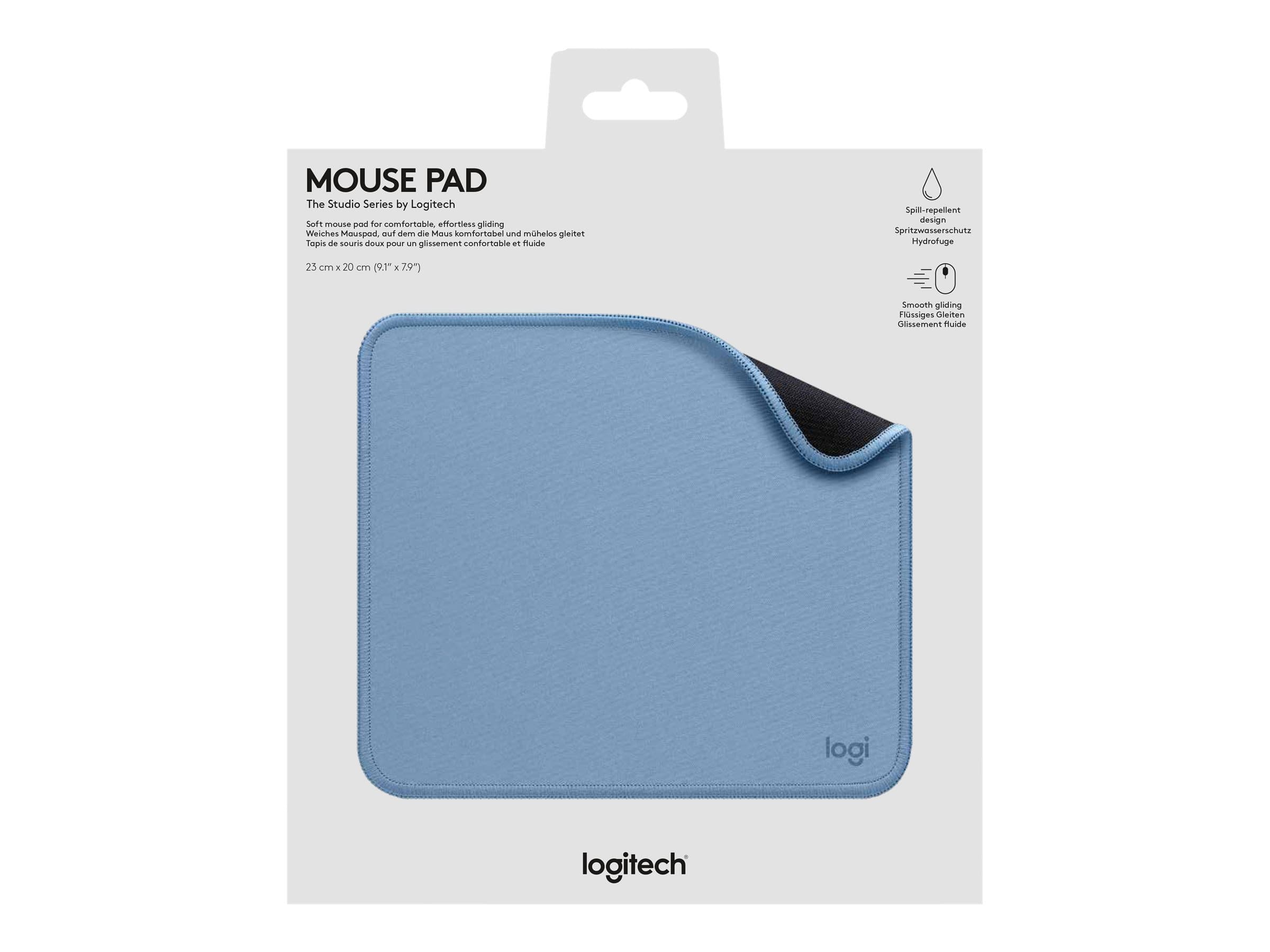 Logitech Studio Series – Alfombrilla de ratón – base de goma antideslizante, fácil deslizamiento, superficie resistente a salpicaduras – gris azulado