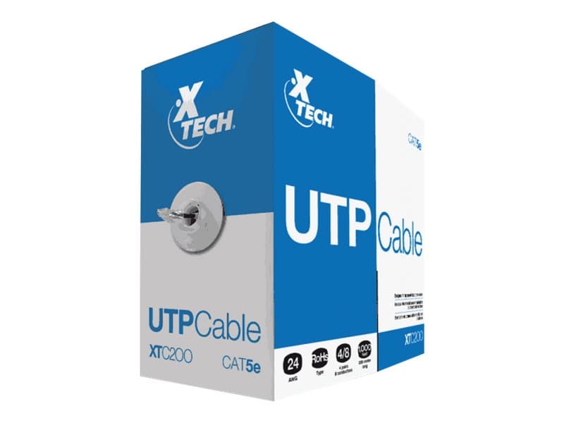 Xtech – Cable al por mayor – RJ-45 (M) a RJ-45 (M) – 305 m – UTP – CAT 5e – gris