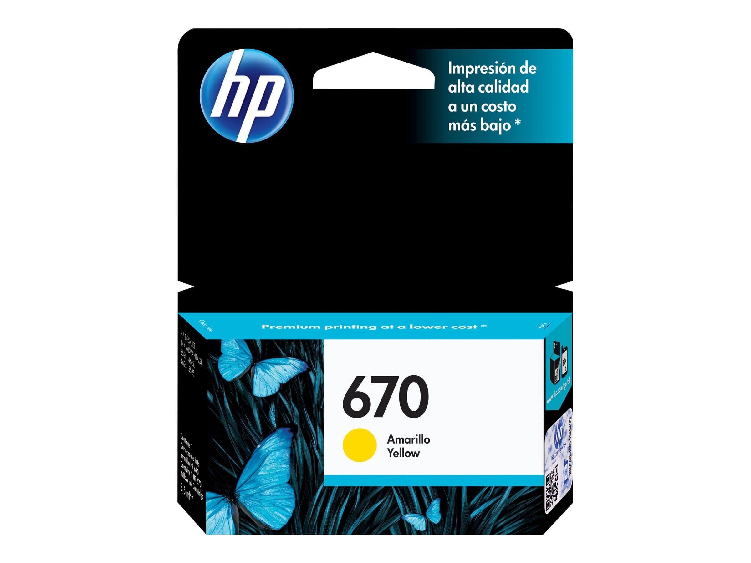 HP 670 – Amarillo – original – Ink Advantage – cartucho de tinta – para Deskjet Ink Advantage 3525, Ink Advantage 4615, Ink Advantage 4625, Ink Advantage 5525
