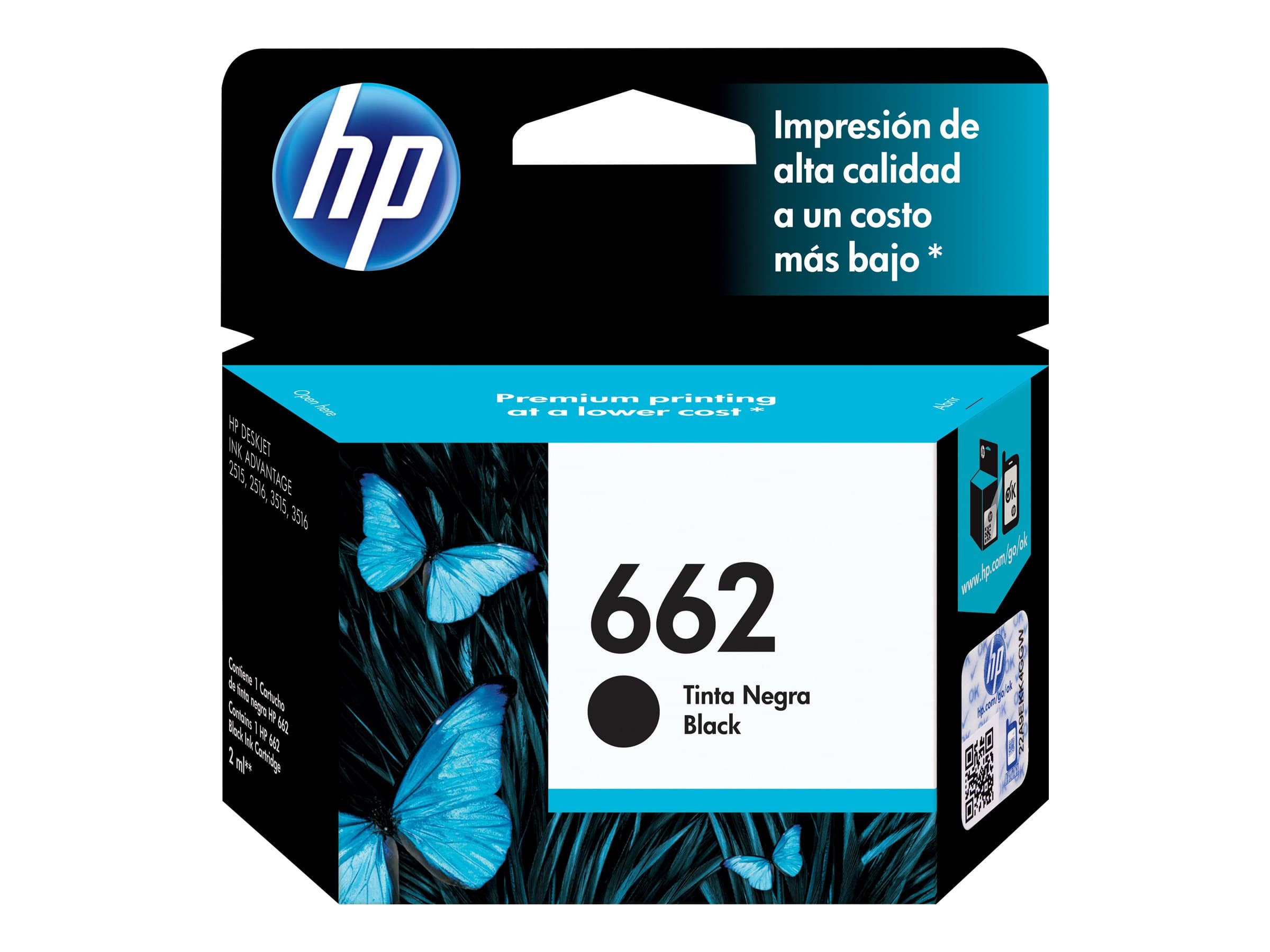 HP 662 – Negro – original – Ink Advantage – cartucho de tinta – para Deskjet 1516, Ink Advantage 15XX, Ink Advantage 26XX, Ink Advantage 46XX