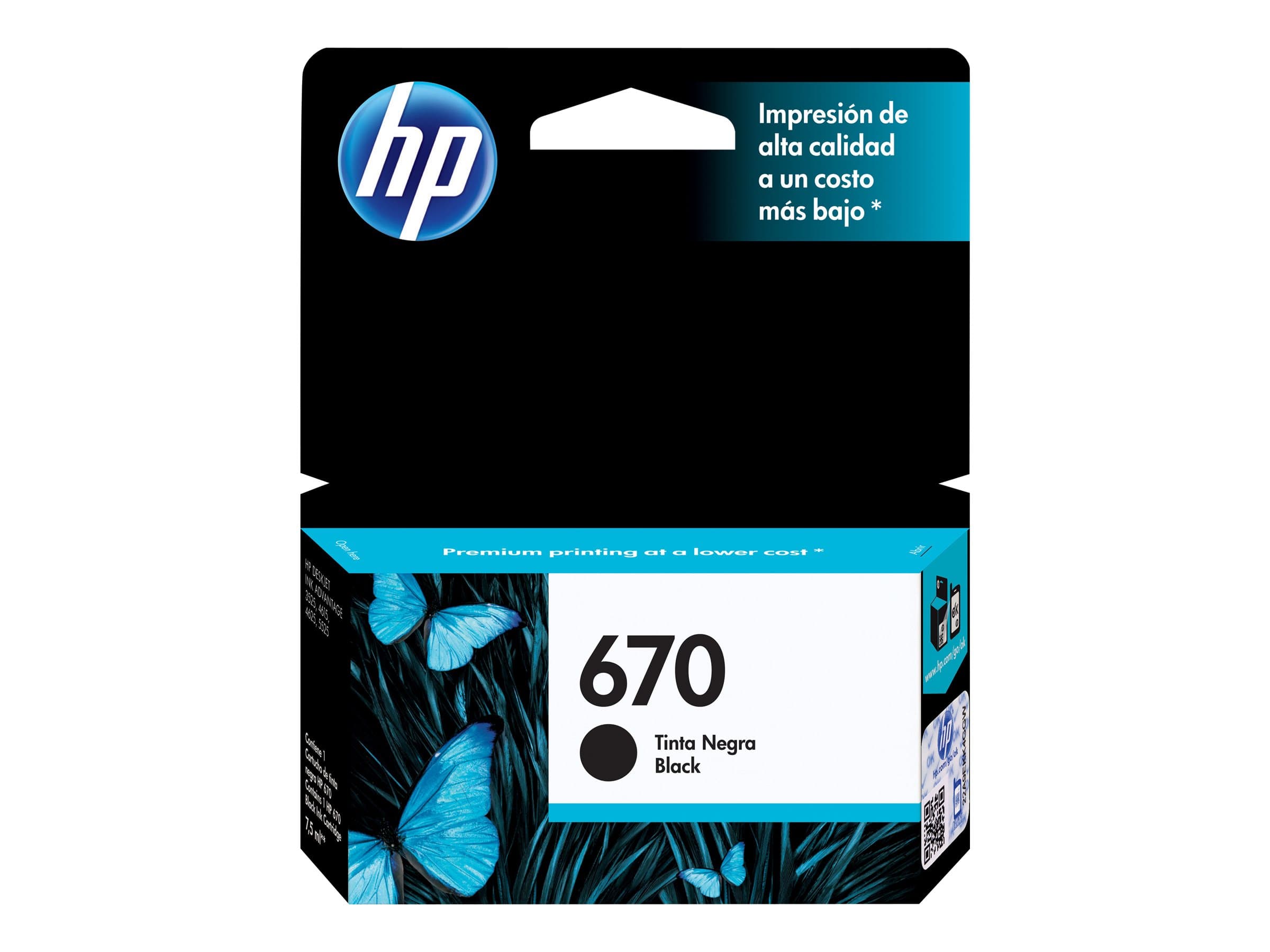 HP 670 – 14 ml – negro – original – Ink Advantage – cartucho de tinta – para Deskjet Ink Advantage 3525, Ink Advantage 4615, Ink Advantage 4625, Ink Advantage 5525