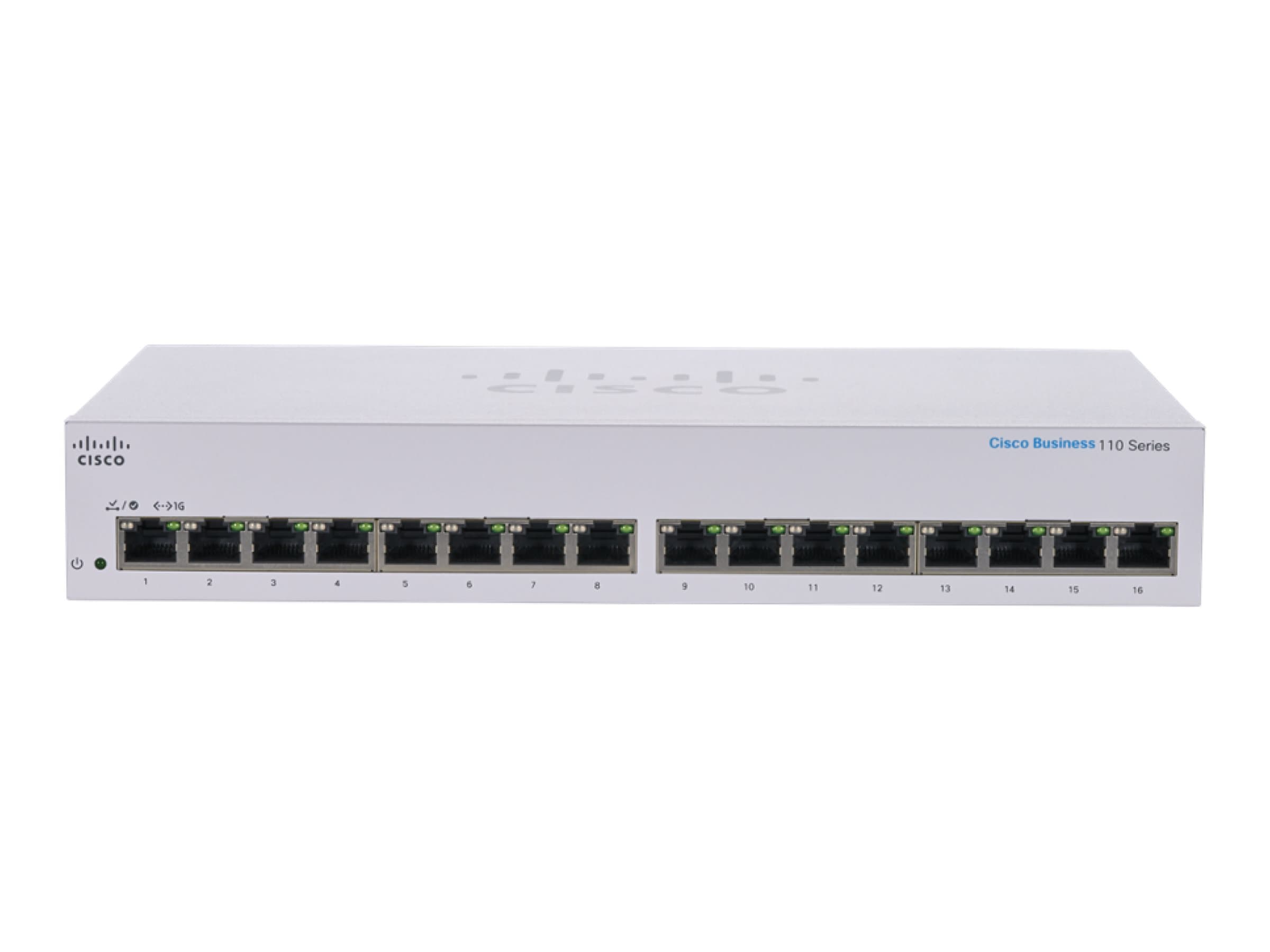 Cisco Business 110 Series 110-16T – Conmutador – sin gestionar – 16 x 10/100/1000 – sobremesa, montaje en rack, montaje en pared