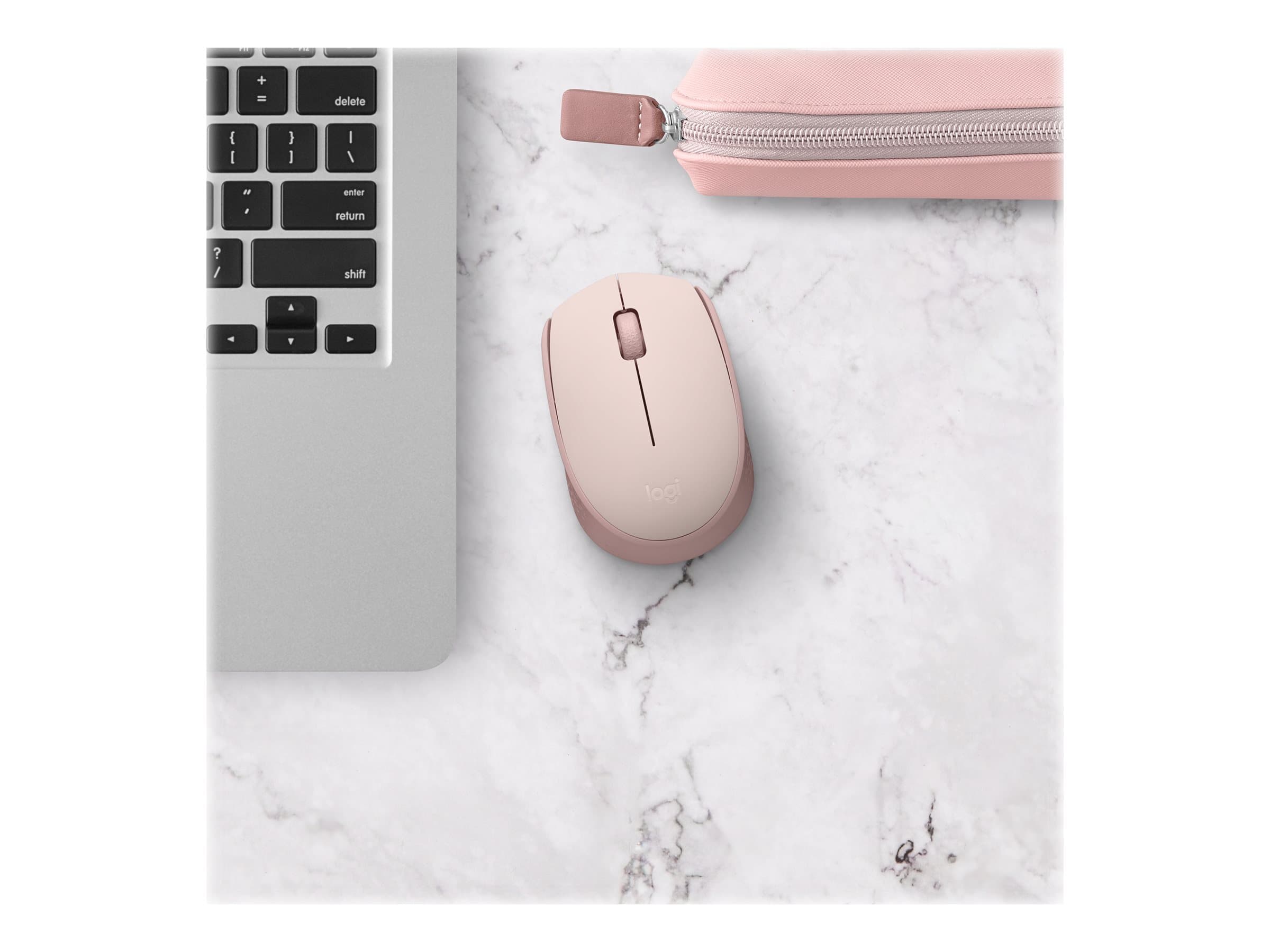 Logitech M170 Wireless Mouse, Ambidextrous, Rose – Ratón – diestro y zurdo – óptico – 3 botones – inalámbrico – 2.4 GHz – receptor inalámbrico USB – rosa
