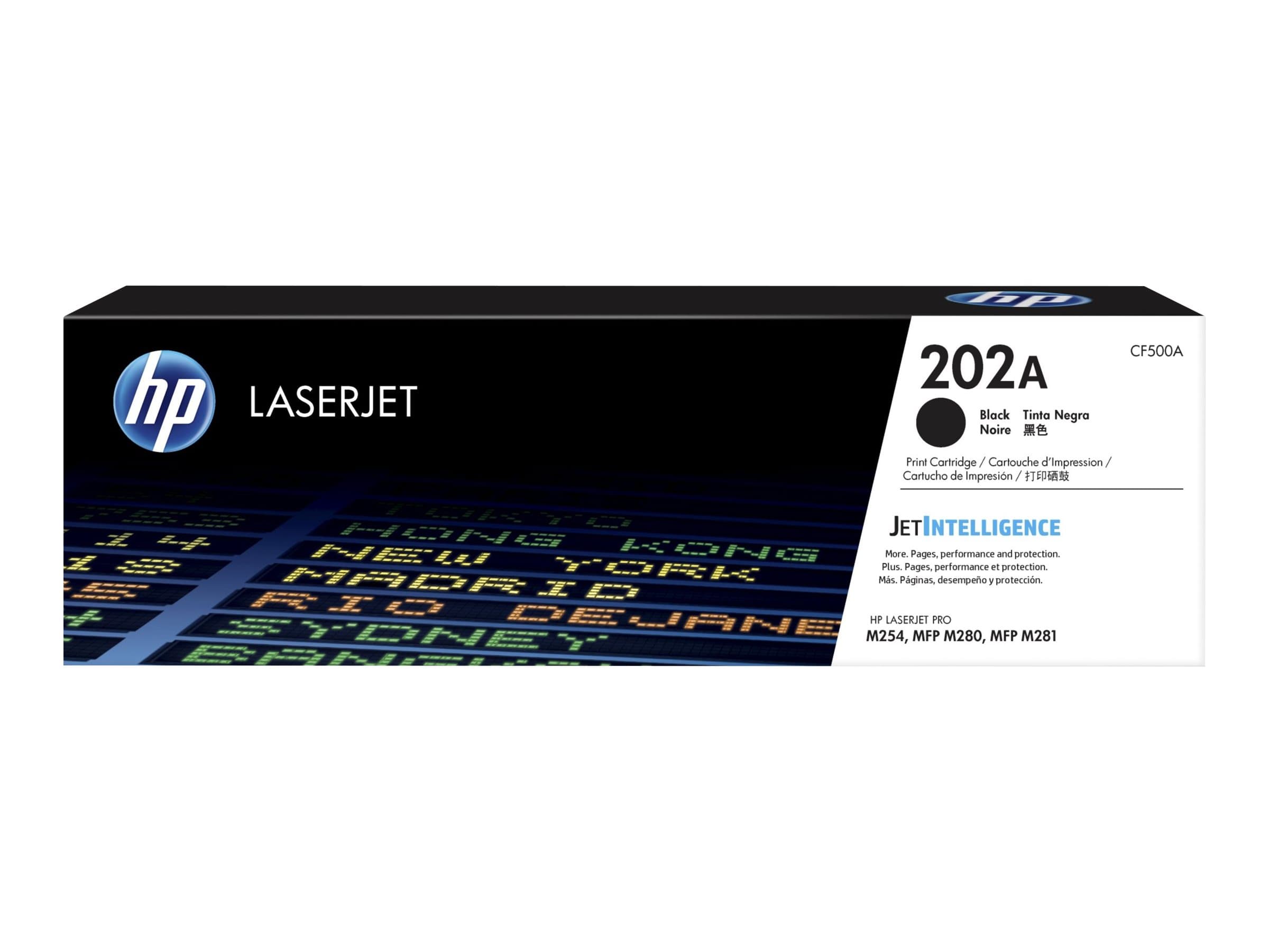 HP 202A – Negro – original – LaserJet – cartucho de tóner (CF500A) – para Color LaserJet Pro M254dw, M254nw, MFP M280nw, MFP M281cdw, MFP M281fdn, MFP M281fdw