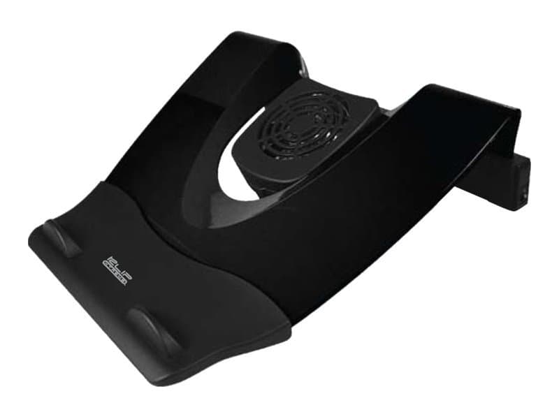 Klip Xtreme KNS-110B Notebook Stand / Cooling Station – Soporte para ordenador portátil – con concentrador USB de 4 puertos, ventilador de refrigeración – 17″ – negro