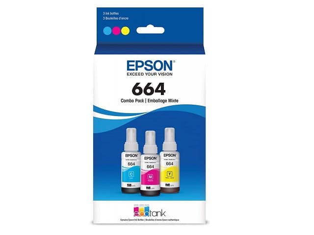 Epson T664 – Paquete de 3 – 70 ml – amarillo, cián, magenta – original – recarga de tinta – para Epson L120, L1300, L310, L380, L395, L495; EcoTank L310, L575