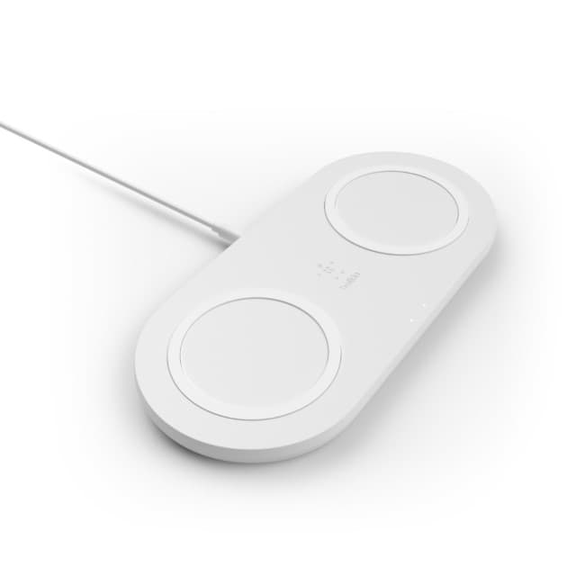 Belkin Dual – Base de carga inalámbrica + adaptador de corriente CA – 10 vatios – blanco