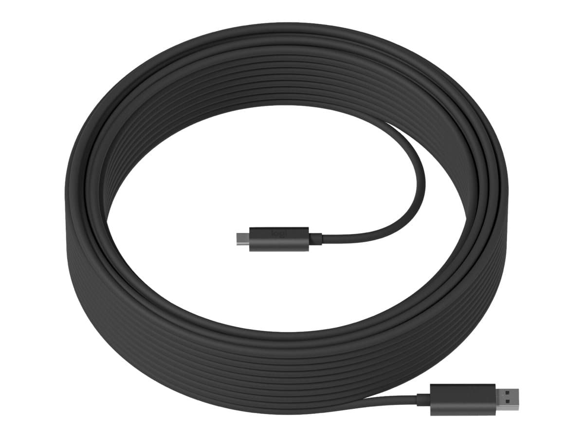 Logitech Strong – Cable USB – USB Tipo A (M) a 24 pin USB-C (M) – USB 3.1 – 10 m – plenum, Active Optical Cable (AOC) – para Room Solution Huddle, Large