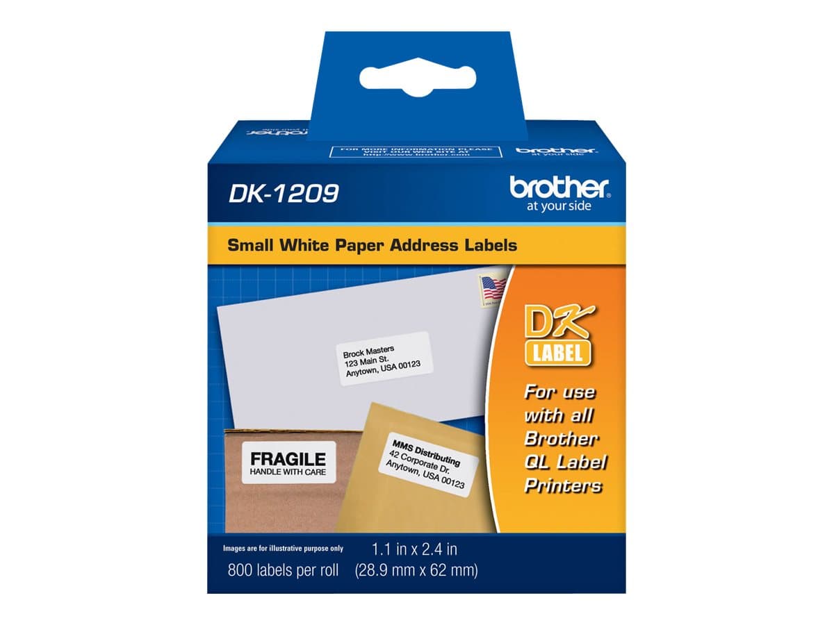 Brother DK-1209 – Papel – blanco – 28.9 x 62 mm 800) etiquetas de direcciones – para Brother QL-1050, 1060, 1100, 1110, 500, 550, 570, 580, 650, 700, 710, 720, 800, 810, 820