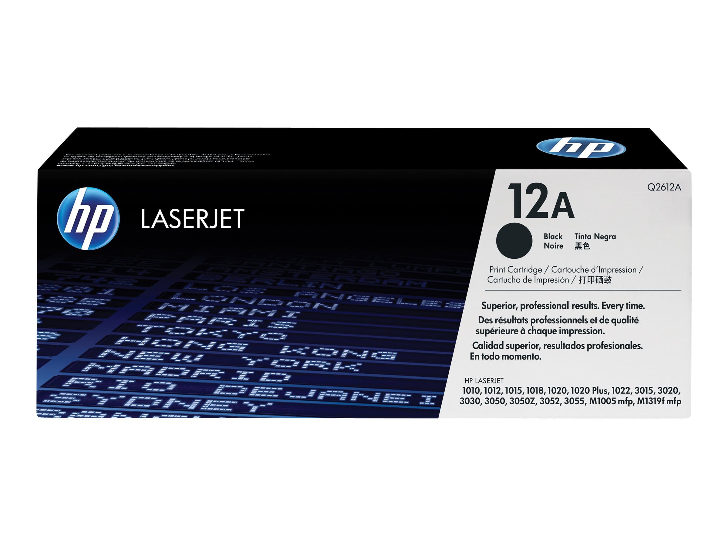 HP 12A – Negro – original – LaserJet – cartucho de tóner (Q2612A) – para LaserJet 1010, 1012, 1015, 1018, 1020, 1022, 3015, 3020, 3030, 3050, 3052, 3055, M1005