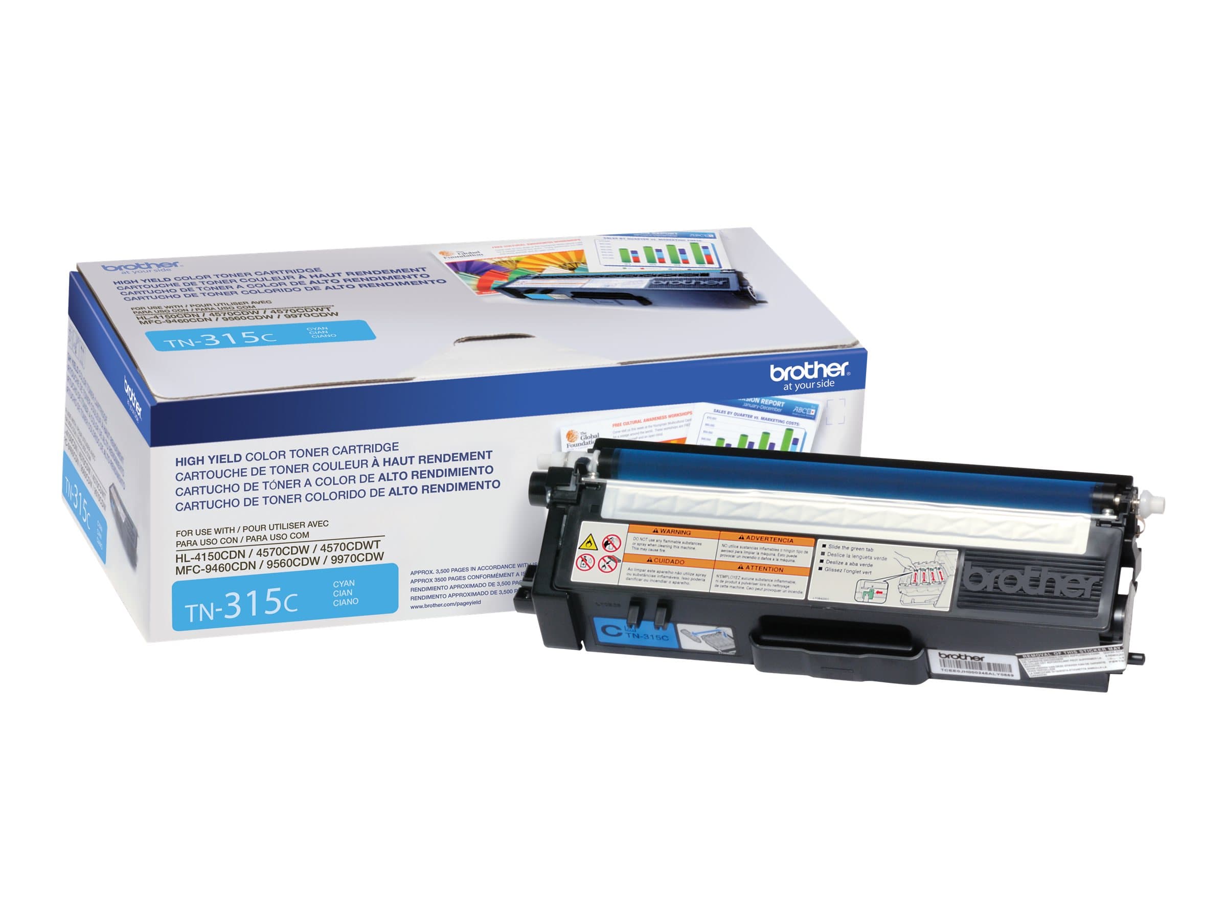 Brother TN315C – Alto rendimiento – cián – original – cartucho de tóner – para Brother HL-4150CDN, HL-4570CDW, HL-4570CDWT, MFC-9460CDN, MFC-9560CDW, MFC-9970CDW
