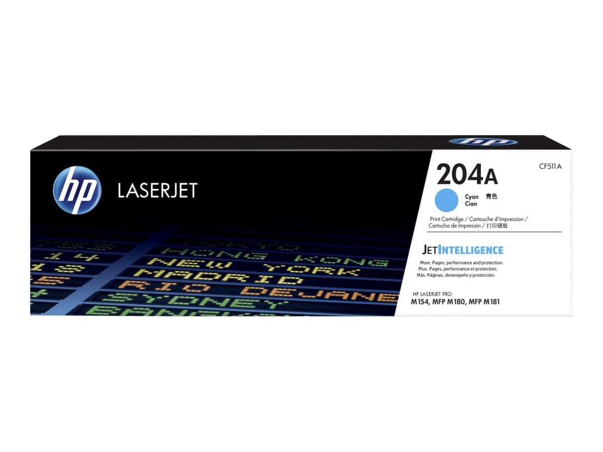 HP 204A – Cián – original – LaserJet – cartucho de tóner (CF511A) – para Color LaserJet Pro M154a, M154nw, MFP M180n, MFP M180nw, MFP M181fw