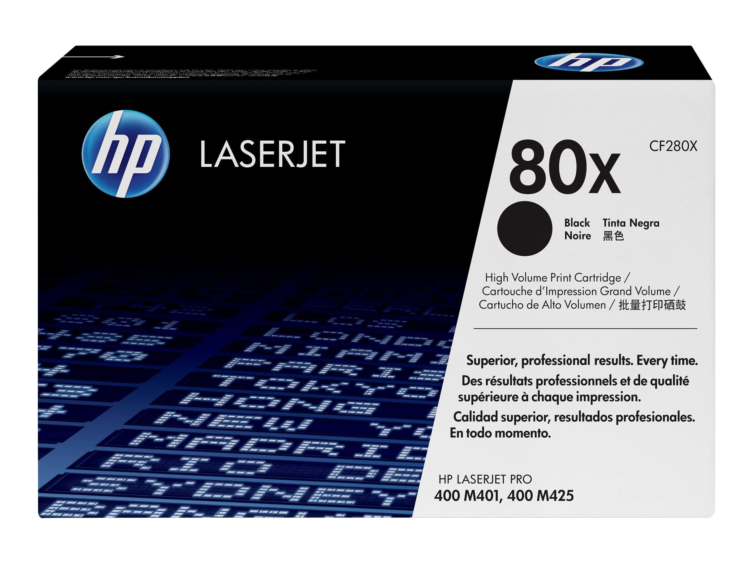 HP 80X – Alto rendimiento – negro – original – LaserJet – cartucho de tóner (CF280X) – para LaserJet Pro 400 M401, MFP M425
