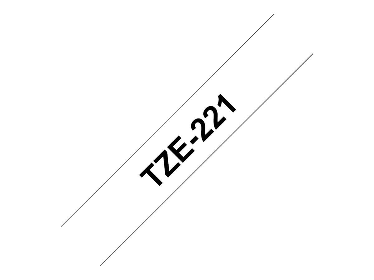 Brother TZe-221 – Adhesivo estándar – negro sobre blanco – rollo (0,9 cm x 8 m) 1 cinta(s) tipo laminado – para Brother PT-D210, D600, H110; P-Touch PT-1005, 1880, E800, H110; P-To