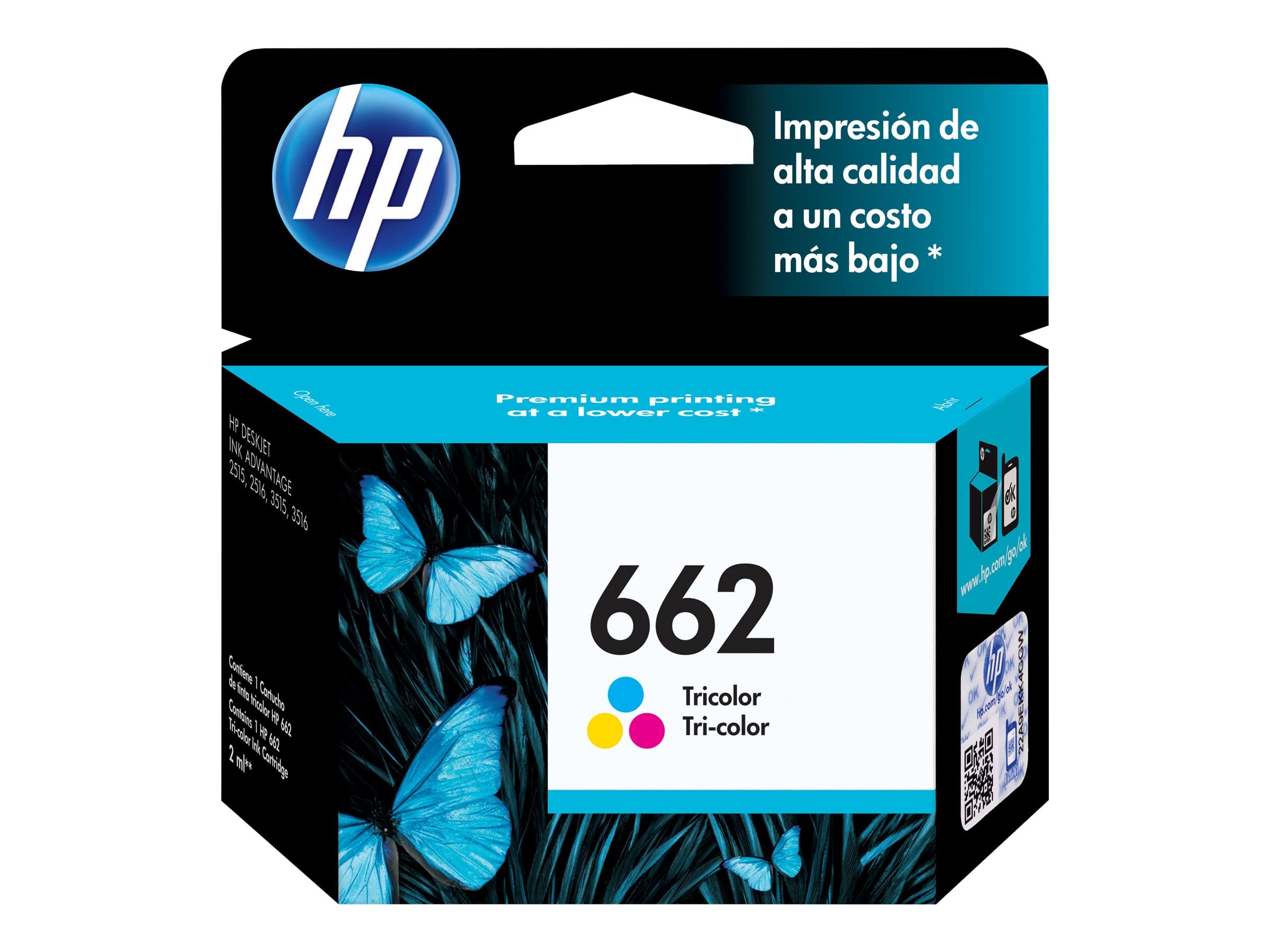 HP 662 – Color (cian, magenta, amarillo) – original – Ink Advantage – cartucho de tinta – para Deskjet 1516, Ink Advantage 15XX, Ink Advantage 26XX, Ink Advantage 46XX