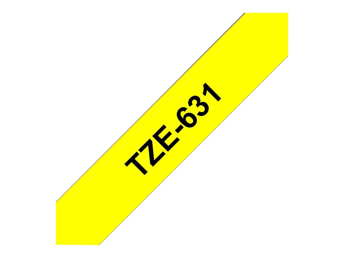 Brother TZe-631 – Adhesivo estándar – negro sobre amarillo – rollo (1,2 cm x 8 m) 1 cinta(s) tipo laminado – para Brother PT-D210, D600, H110; P-Touch PT-1005, 1880, D410, D460, D6
