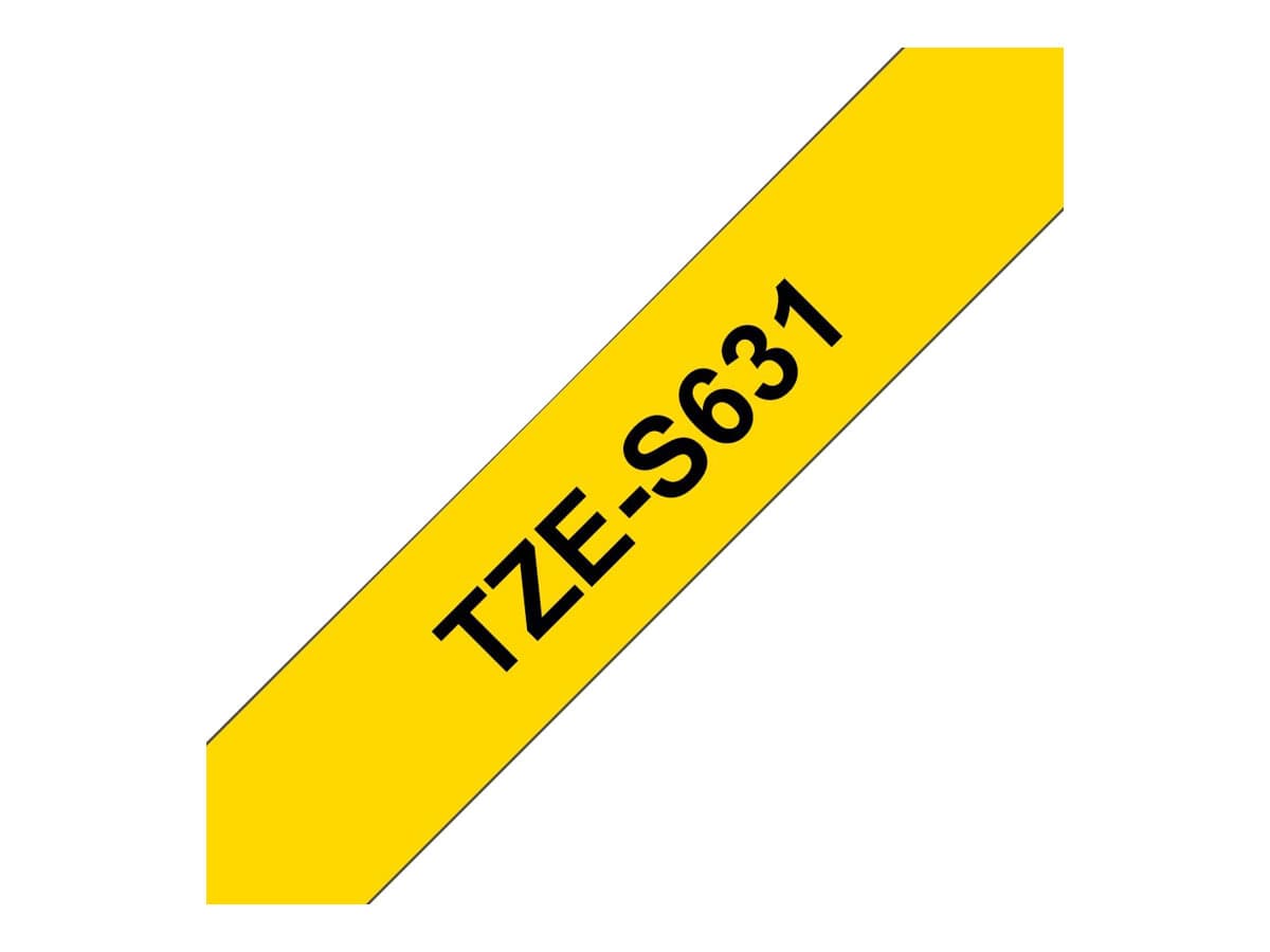 Brother TZe-S631 – Adhesivo extrarresistente – negro sobre amarillo – rollo (1,2 cm x 8 m) 1 cinta(s) tipo laminado – para Brother PT-D210, D600, H110; P-Touch PT-1005, 1880, E800,