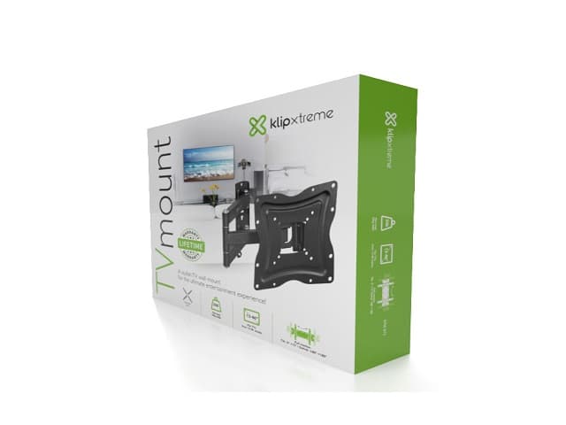 Klip Xtreme KPM-875 – Kit de montaje (placa de contacto, soporte para montaje en pared, brazo oscilante doble) – para pantalla plana – acero con recubrimiento en polvo – negro – ta