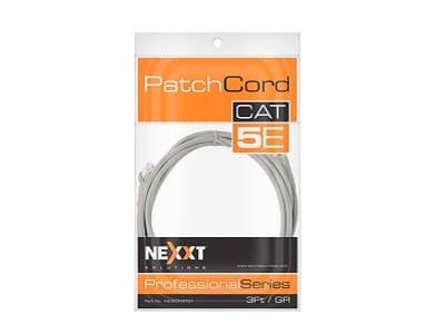 Nexxt – Cable de interconexión – RJ-45 (M) a RJ-45 (M) – 90 cm – UTP – CAT 5e – moldeado, trenzado – gris